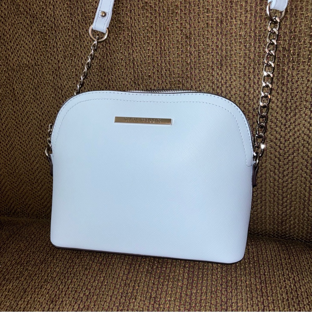 Steve Madden Baby Blue Crossbody with Silver Chain Detail